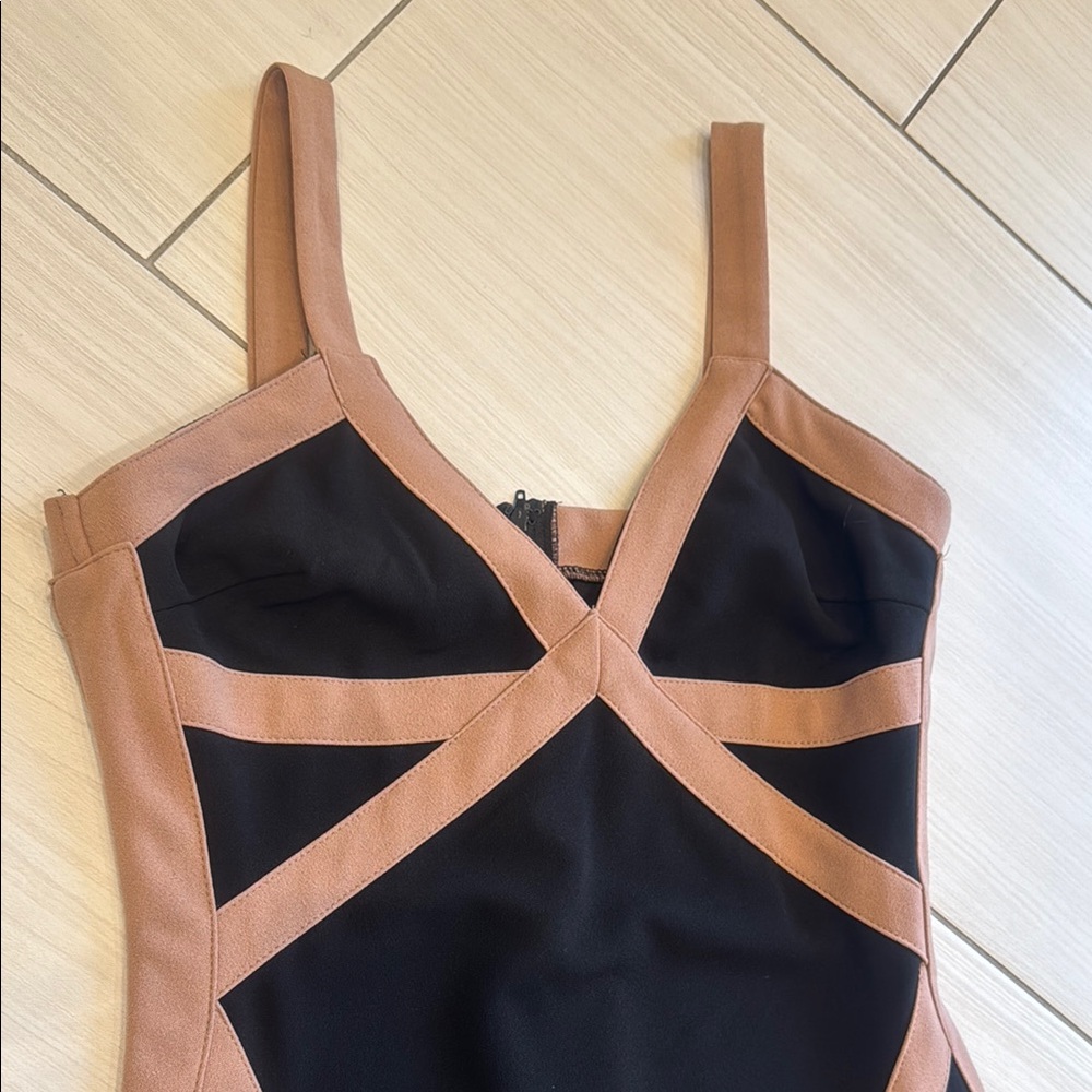 Windsor Black and Tan Bodycon Mini Dress - Picture 2 of 4